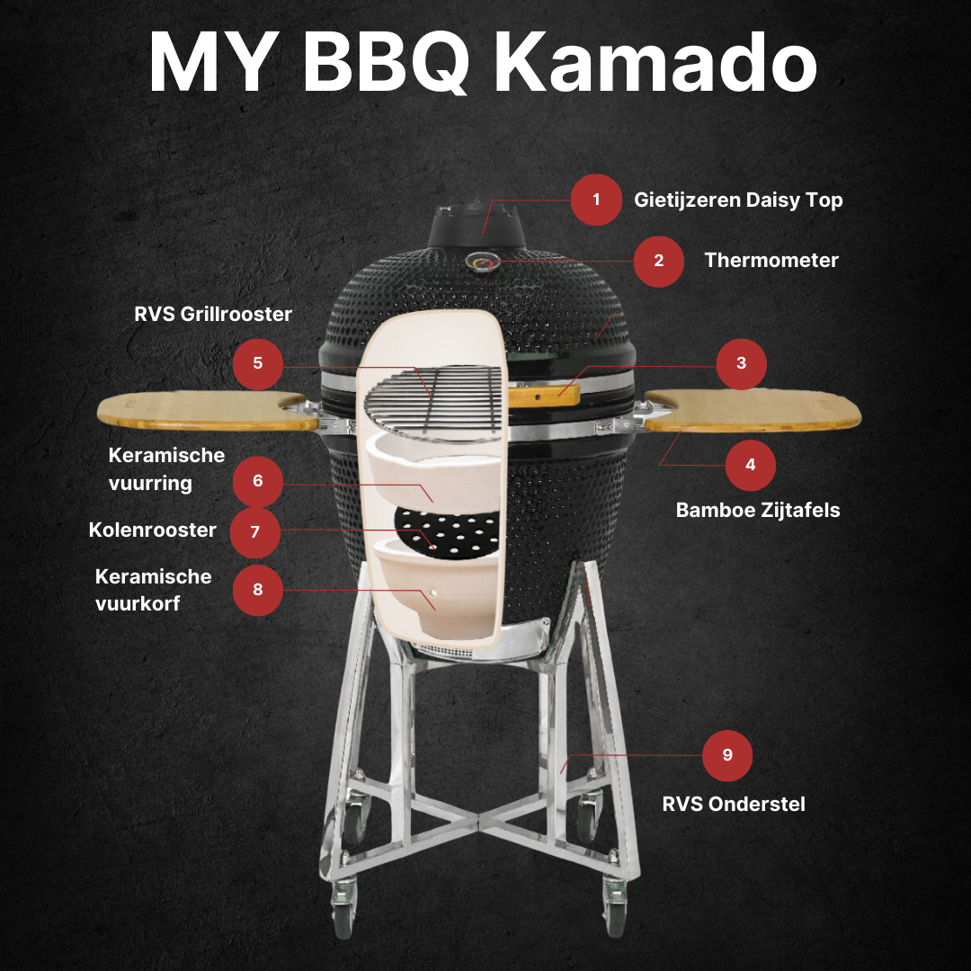 MY BBQ KAMADO XL - 23,5 Inch - Hoogwaardig Keramische barbecue