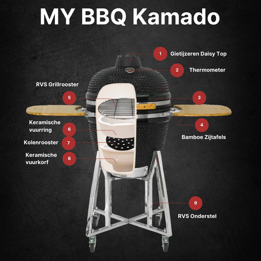 MY BBQ KAMADO LARGE - Auplex Kamado BBQ - 21 Inch - Hoogwaardig Keramische barbecue